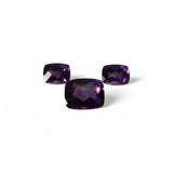 Amethyst - जमुनिया/कटैला | 6.4 ct, 3 piece | Certified Loose Gemstone for Astrology & Jewelry